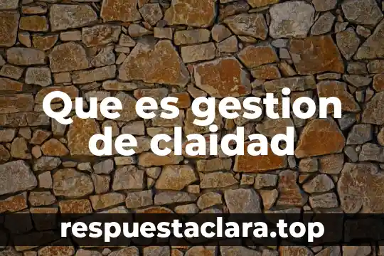 Que es gestion de claidad