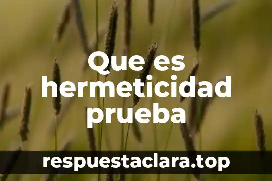 Que es hermeticidad prueba