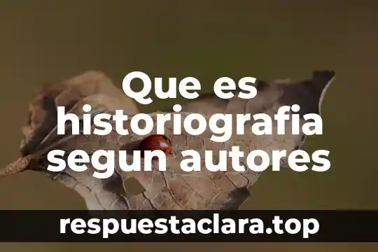 Que es historiografia segun autores