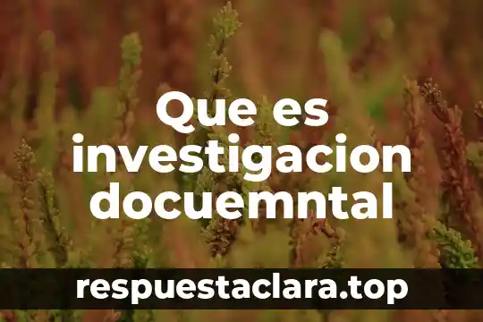Que es investigacion docuemntal