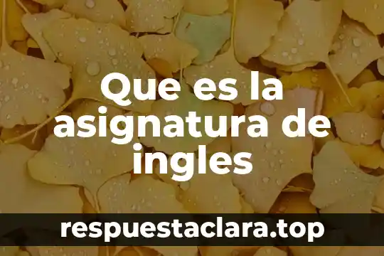 Que es la asignatura de ingles