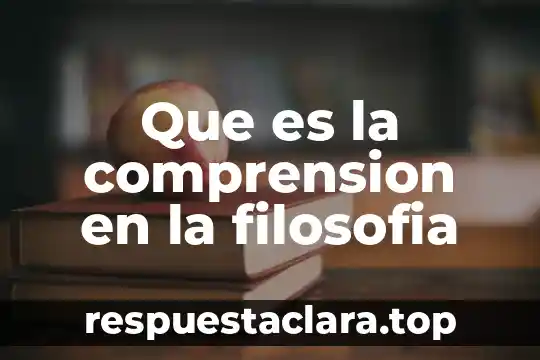Que es la comprension en la filosofia