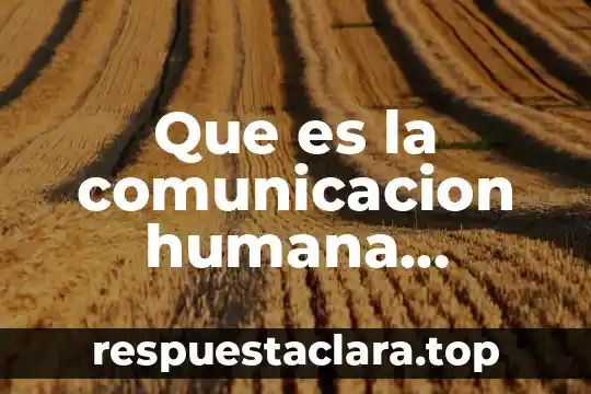 Que es la comunicacion humana definicion