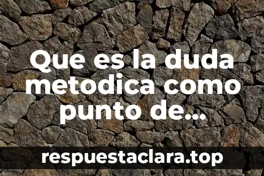Que es la duda metodica como punto de partida