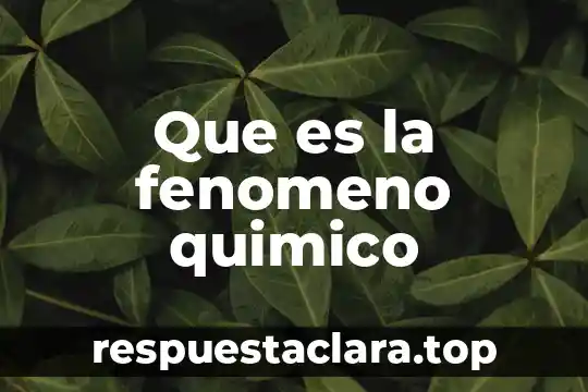 Que es la fenomeno quimico