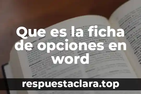 Que es la ficha de opciones en word