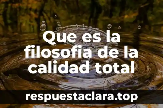 Que es la filosofia de la calidad total