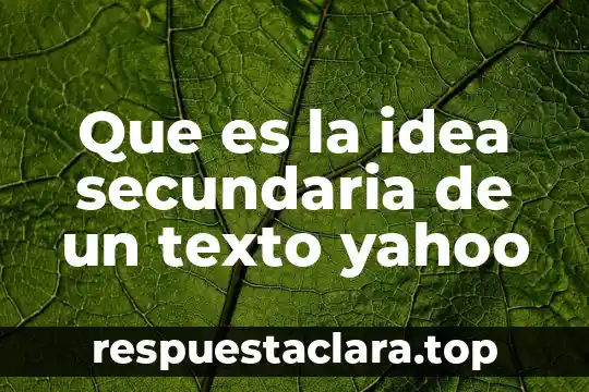 Que es la idea secundaria de un texto yahoo
