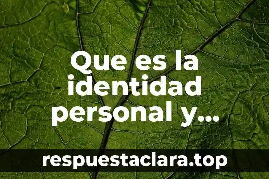 Que es una jurisprudencia y como se forma 3 Que es la identidad personal y como se forma