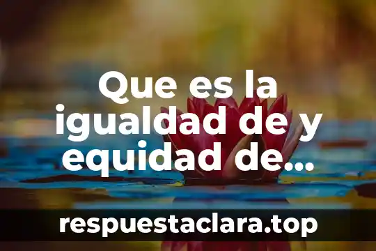 Que es la garantia de igualdad en mexico 6 Que es la igualdad de y equidad de genero