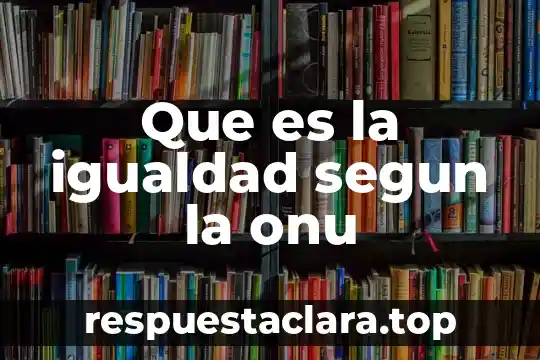 Que es la igualdad segun la onu