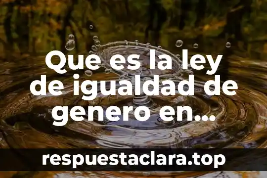 Que es la garantia de igualdad en mexico 3 Que es la ley de igualdad de genero en mexico
