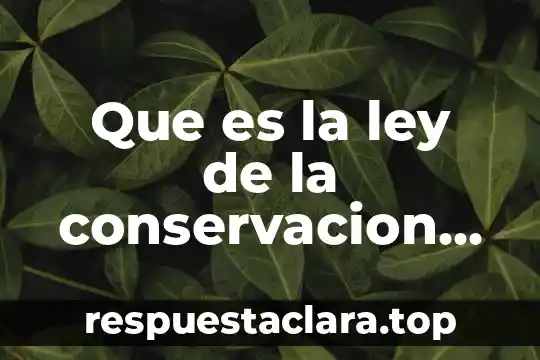 Ley de lavoisier que es 7 Que es la ley de la conservacion de energia