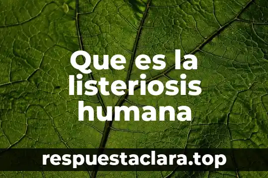 Que es endocaritis humana 8 Que es la listeriosis humana