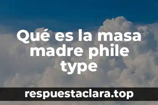 Qué es la masa madre phile type