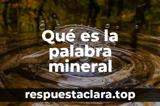 Que es vida saludable concepto 5 Qué es la palabra mineral