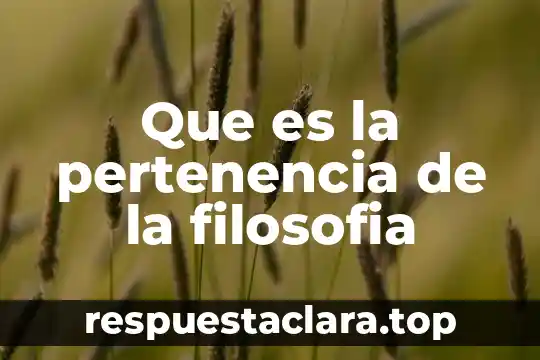 Que es la pertenencia de la filosofia