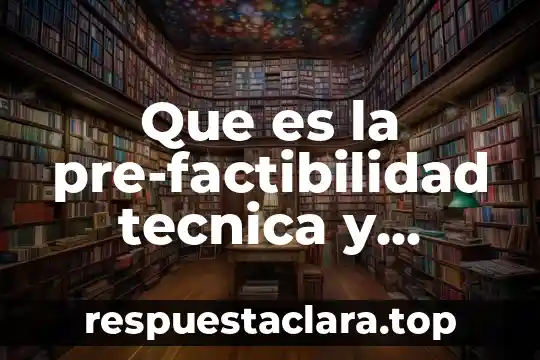 Que es la pre-factibilidad tecnica y economica