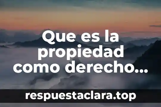 Qué es el derecho de propiedad 3 Que es la propiedad como derecho real