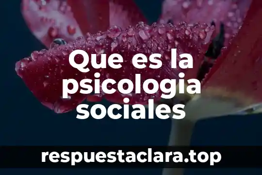 Que es la psicologia sociales