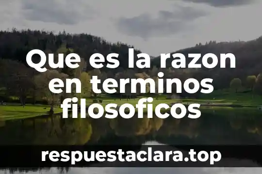 Que es la razon en terminos filosoficos