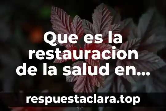 Que es la restauracion de la salud en enfermeria