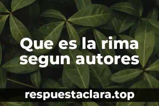 Que es la rima segun autores