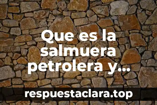 Que es la salmuera petrolera y para que sirven