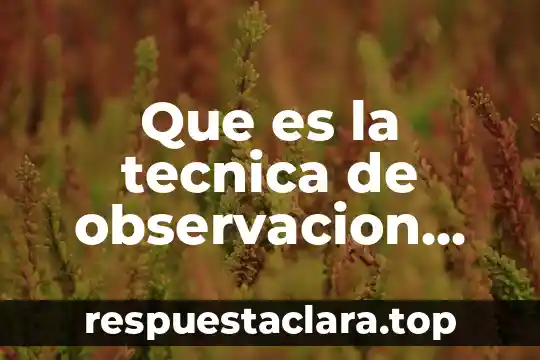 Que es la tecnica de observacion grupal