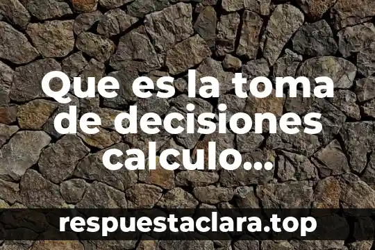 Que es la toma de decisiones calculo financiero