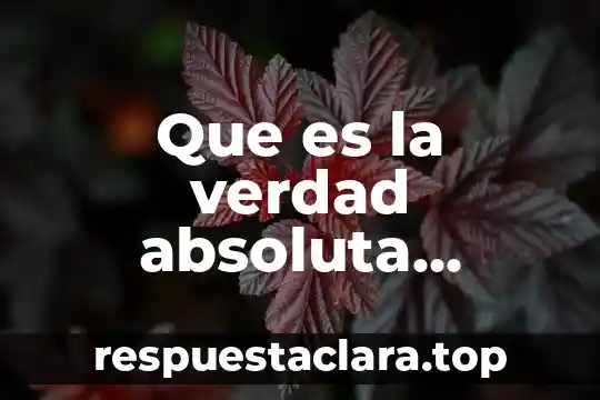 Que es la verdad absoluta filosofia