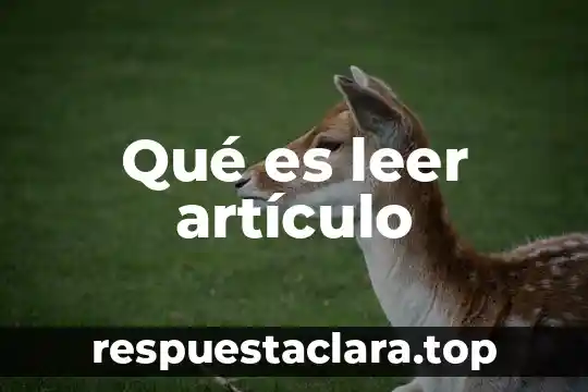 Qué es leer artículo