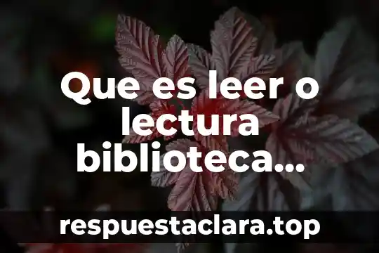 Que es leer o lectura biblioteca digital