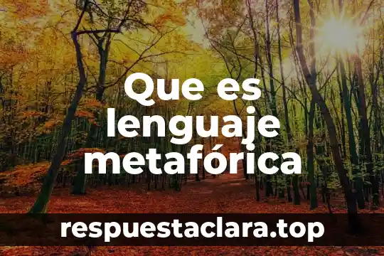 Que es lenguaje metafórica