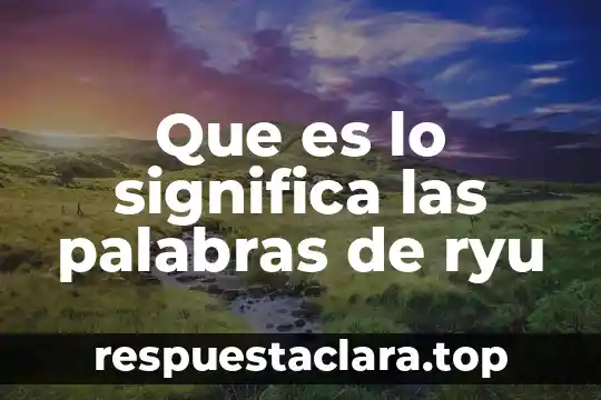 Que es palabras ambiguas 4 Que es lo significa las palabras de ryu