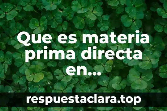 Que es materia prima directa en contabilidad de costos