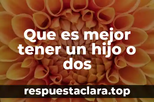 Que es mejor tener un hijo o dos