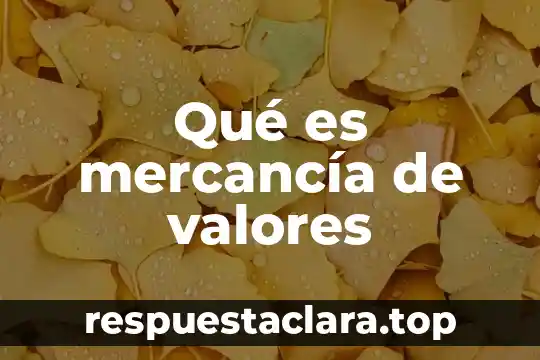 Qué es mercancía de valores