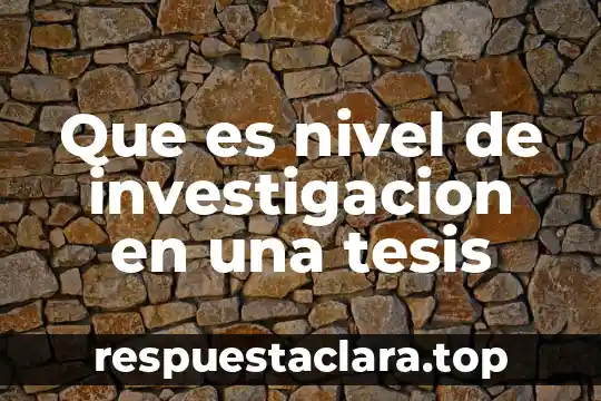 Que es nivel de investigacion en una tesis
