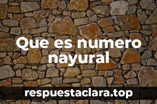 Que es numero nayural