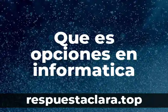 Que es opciones en informatica