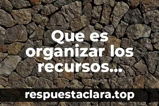 Que es organizar los recursos necesarios para ponerlos en marcha