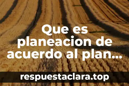 Que es la planeacion de la recopilacion de informacion 8 Que es planeacion de acuerdo al plan 2011
