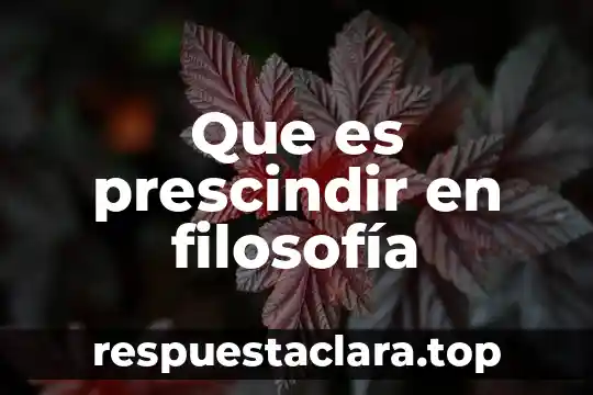 Que es prescindir en filosofía