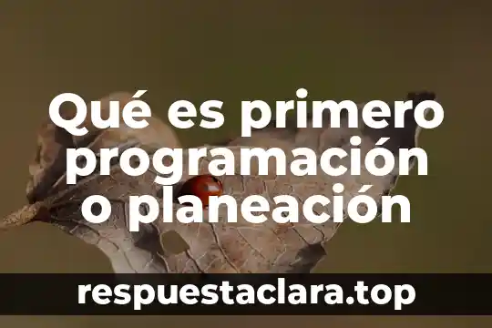 Que es la planeacion de la recopilacion de informacion 7 Qué es primero programación o planeación