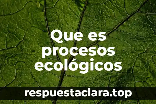 Que es procesos ecológicos