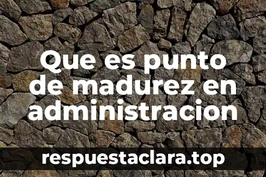 Que es punto de madurez en administracion