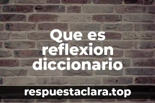 Que es reflexion diccionario