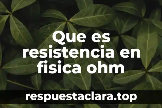 Que es resistencia en fisica ohm