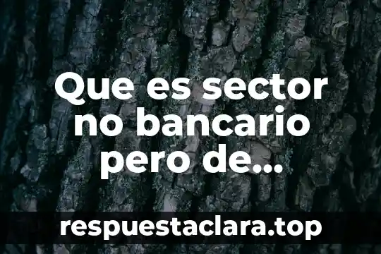 Que es sector no bancario pero de servicios complementarios mexico